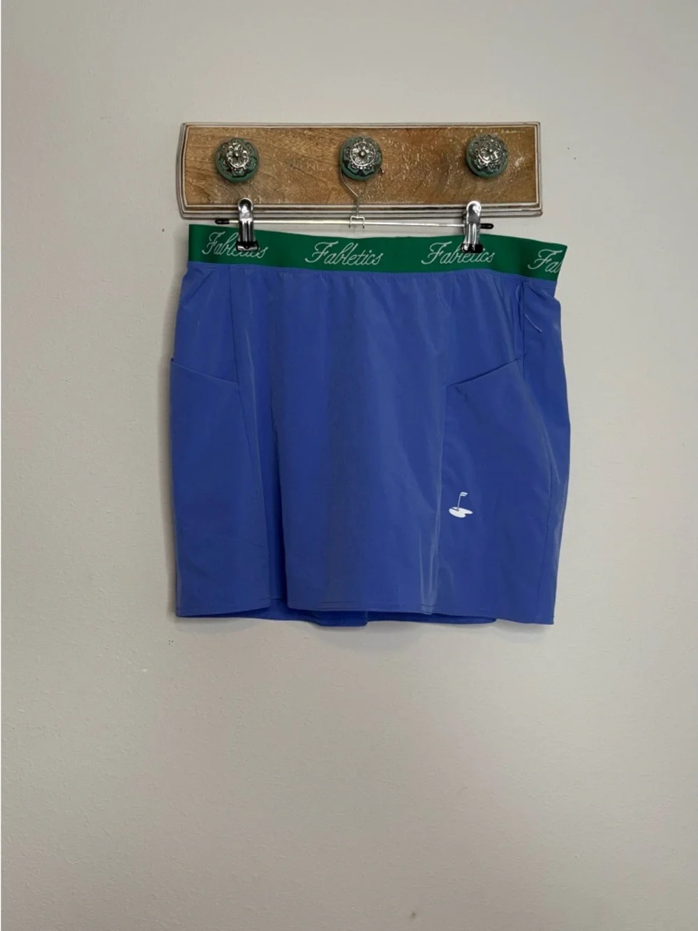 Fabletics Periwinkle Athletic Skort with Green Logo Waistband - Picture 4 of 8